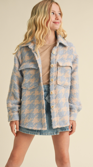 TWEEN KIDS GIRLS HOUNDSTOOTH SHACKET