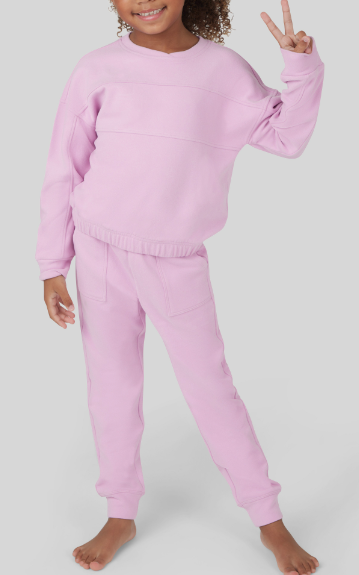 Little Girls Melange Long Sleeve and Jogger - Set