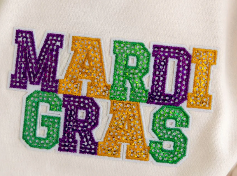 Mardi Gras Patch Long Sleeve Romper - Natural