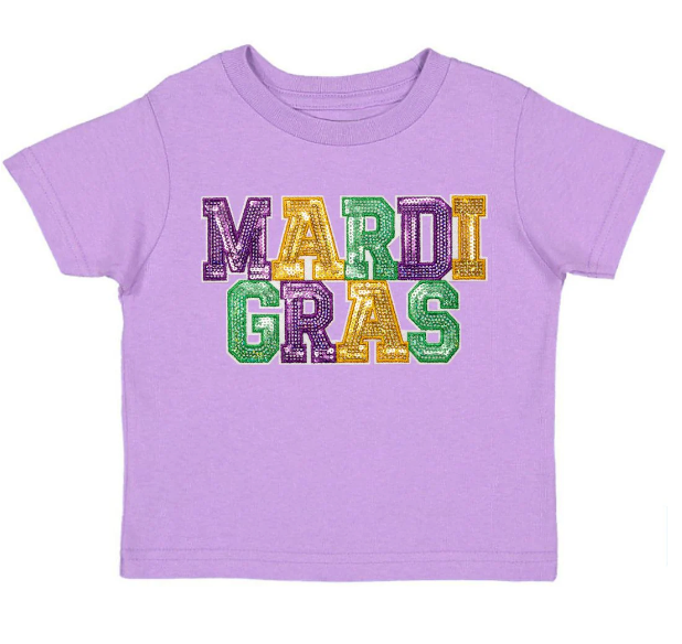 Mardi Gras Patch Short Sleeve T-Shirt - Lavender