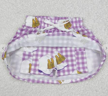 Purple Plaid Boot Girls Mardi Gras Skirt