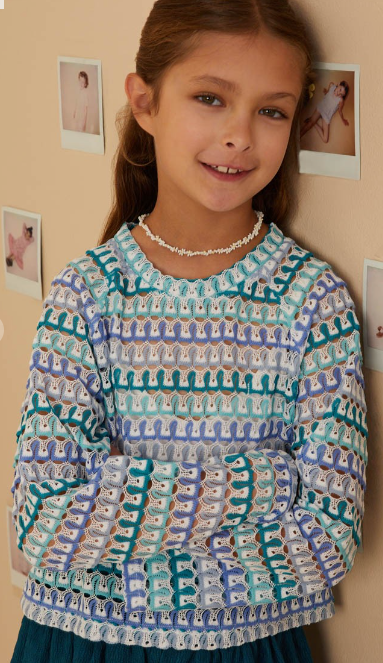 Girls Multicolor Loose Knit Relaxed Top