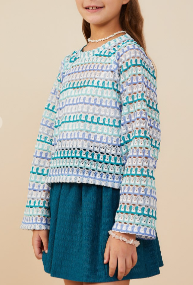 Girls Multicolor Loose Knit Relaxed Top
