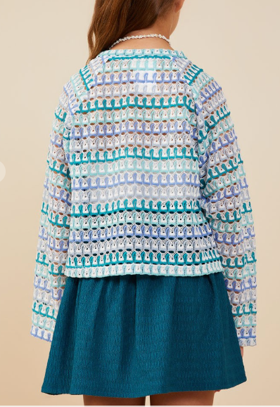 Girls Multicolor Loose Knit Relaxed Top