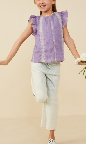 Girls eyelet lavender top