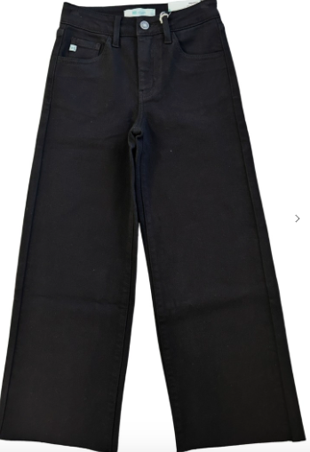 YOUTH OPEN PACK HIGH RISE CROP WIDE LEG JEANS in black