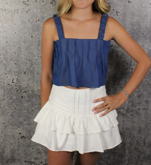 White Tiered Ruffle Skort