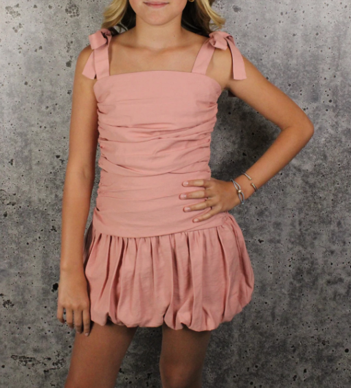 Pink Gathered Tie Strap Top