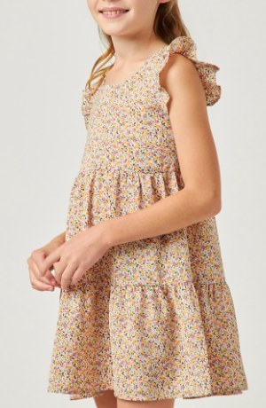 Girls Ditsy Floral Print Ruffle Detail Dress