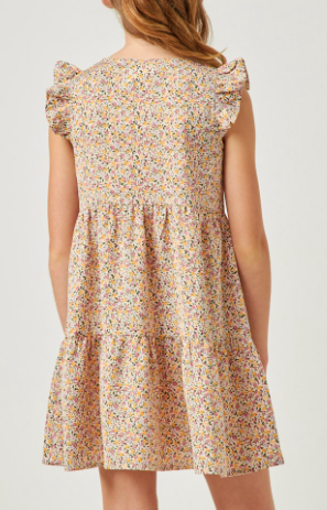 Girls Ditsy Floral Print Ruffle Detail Dress