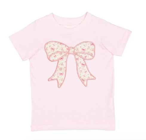 Ditsy Floral Bow Patch Short Sleeve T-Shirt - Ballet