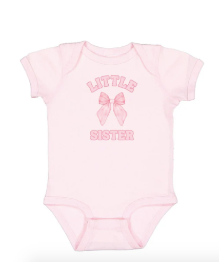 Little Sister Bow Short Sleeve Bodysuit - Ballet