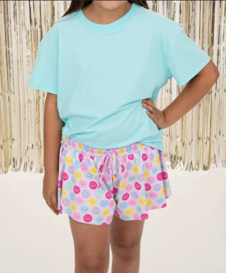 Good Day Smiley Butterfly Flowy Shorts