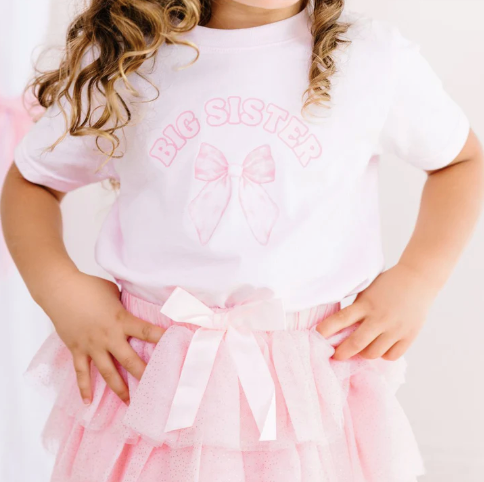 Big Sister Bow Short Sleeve T-Shirt - Ballet