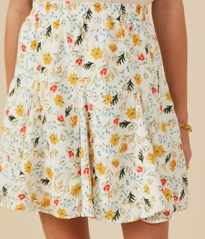 Girls Wispy Floral Tiered Flare Skirt