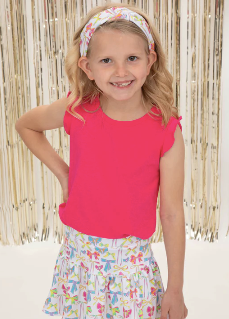 Neon Bows Gathered Skort