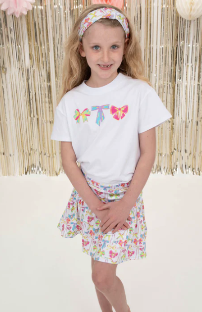 Neon Bows Gathered Skort