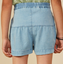 Girls Button Detail Tiered Wideleg Tencel Shorts