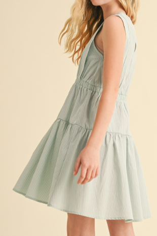 Tween Girls Kids 2 Tier Knee Length Dress