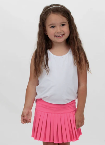 Mini Pleated Skort in Solid Neon Pink