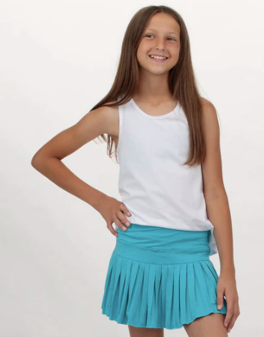 Mini Pleated Skort in Solid Turquoise