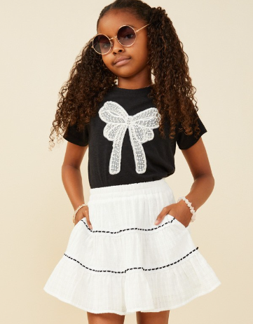 Girls Crochet Ribbon Trimmed Textured Skirt