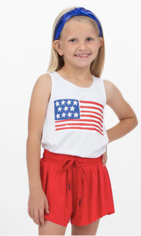 American Classic on White Racer Back Tank