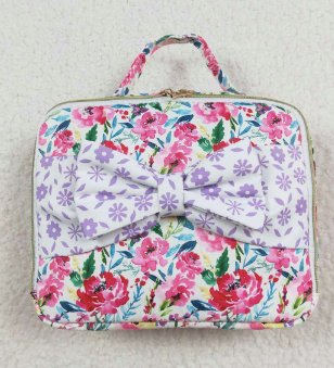 Pink Lavender Floral Girls Lunch Box Bag