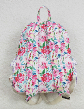 Pink Floral Ruffle Girls Backpack