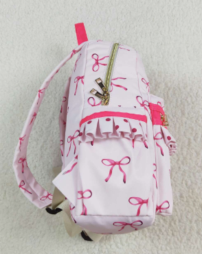 Pink Bow Ruffle Girls Backpack