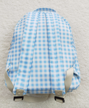 Light Blue Plaid Boy Backpack