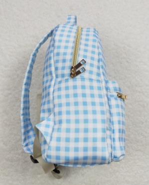 Light Blue Plaid Boy Backpack