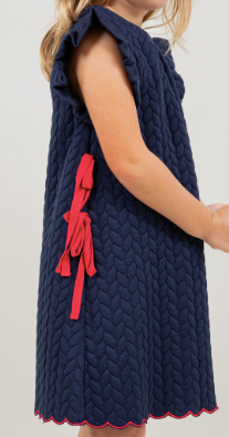 Ruffled Cap Sleeve With Bow Ribbons Detail Dress