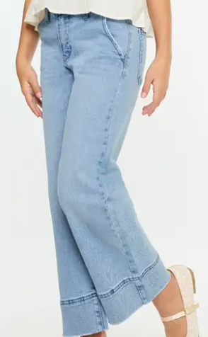 Youth high rise cropped wide leg jeans Medium wash