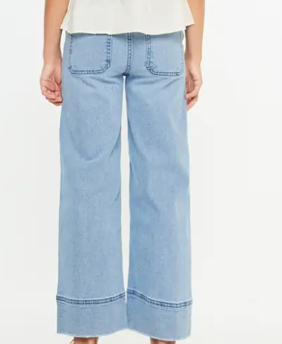 Youth high rise cropped wide leg jeans Medium wash