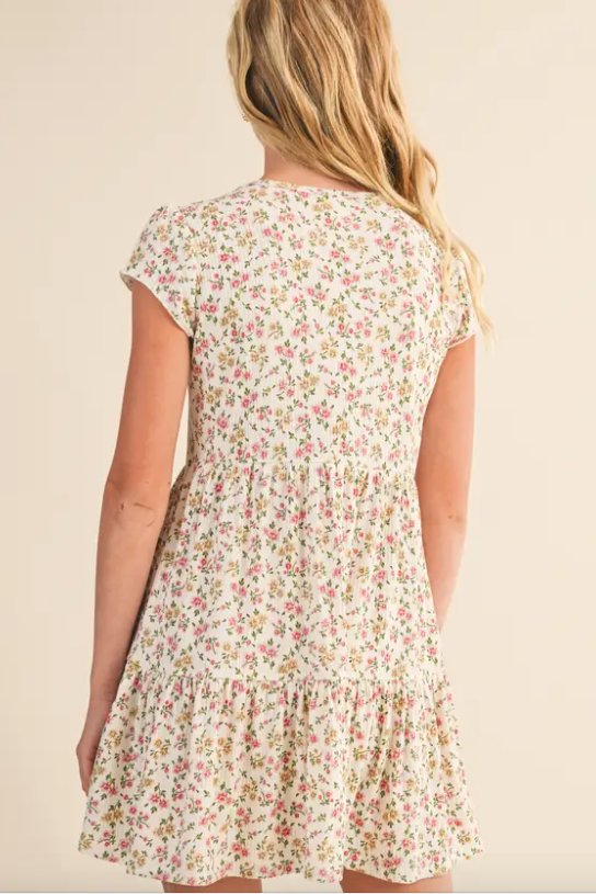Tween Kids Girls Faux Button Down Tiered Dress