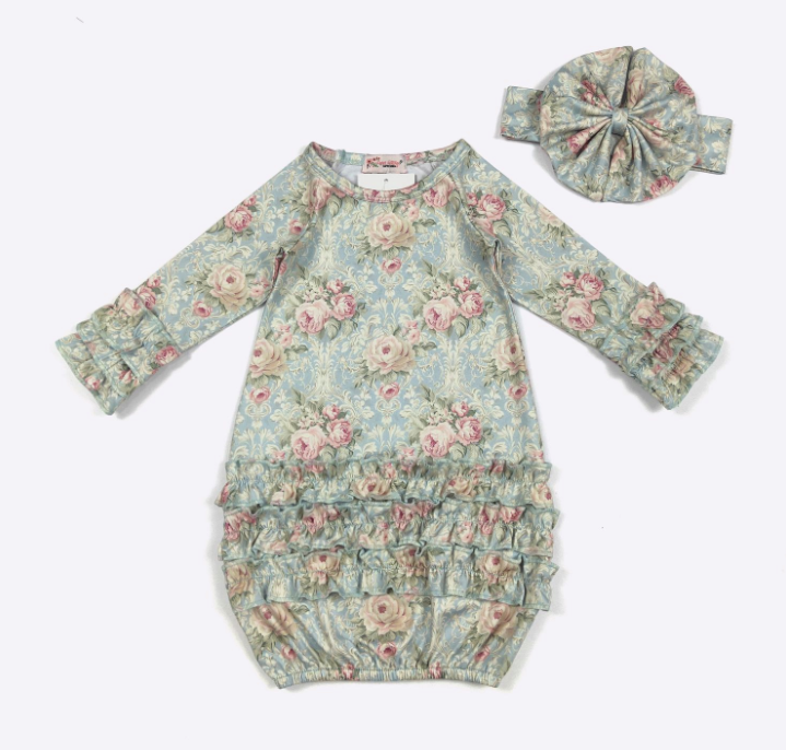 Aqua Antique Baby Gown