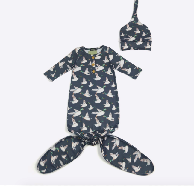 Navy Mallard Baby Knotted Gown