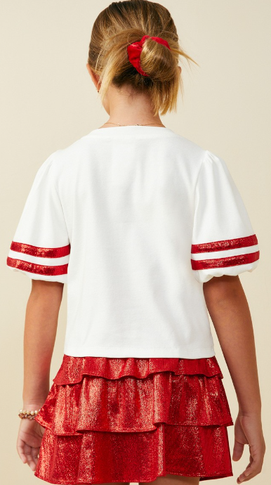 Girls Gameday Varsity Stripe T Shirt in red