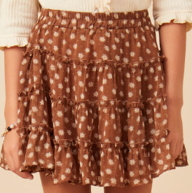 Girls Ditsy Floral Elastic Waist Skirt