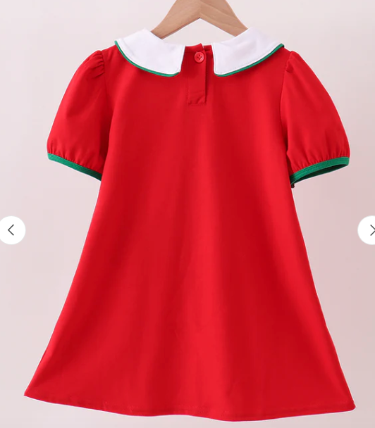 Red Christmas Tree Applique Dress