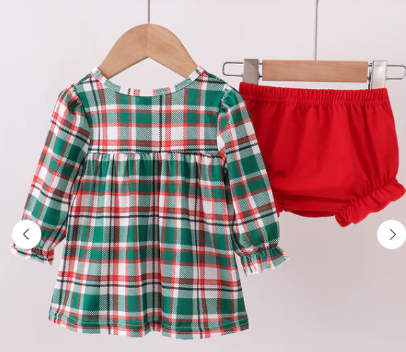 Green Plaid Ruffle Bloomer Set