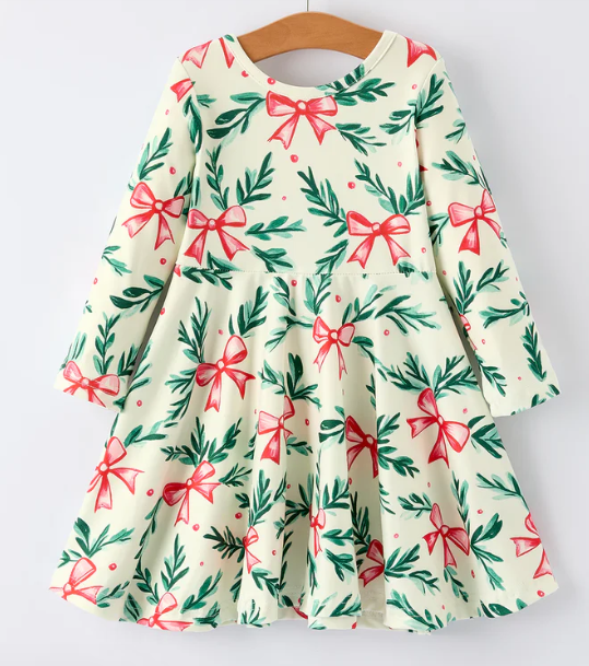 Holiday Christmas Dress with Holly