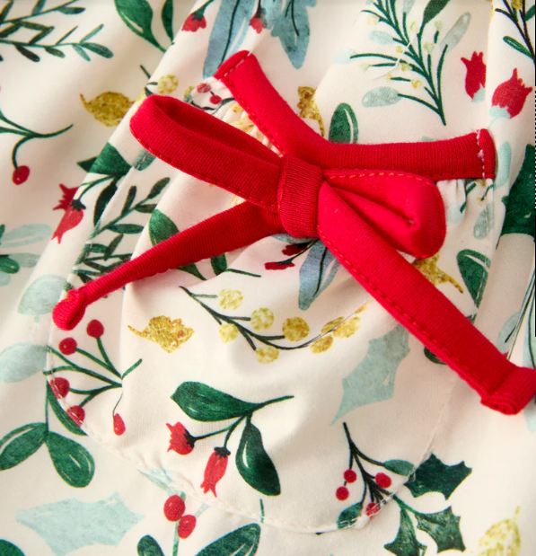 Toddler Girls Christmas Dress – Holiday Floral Print Outfit with Pockets