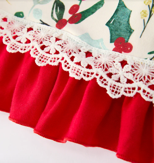 Toddler Girls Christmas Dress – Holiday Floral Print Outfit with Pockets
