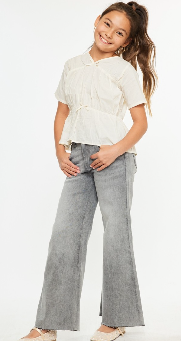 Youth Open Pack High Rise Palazzo Crop Jeans in Gray