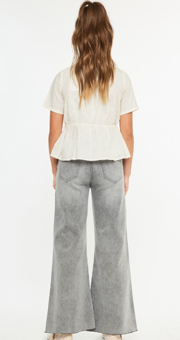 Youth Open Pack High Rise Palazzo Crop Jeans in Gray