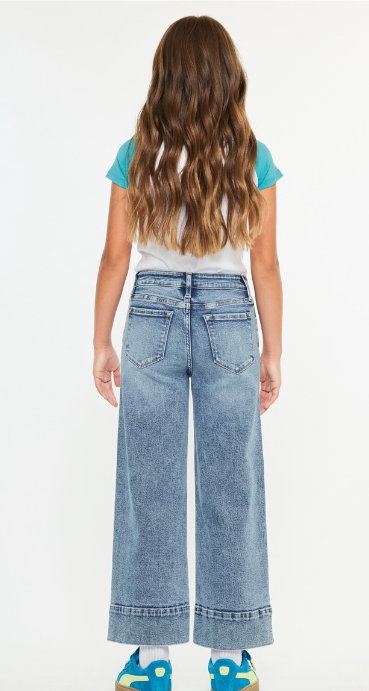 Youth high rise cropped wide leg jeans Dark