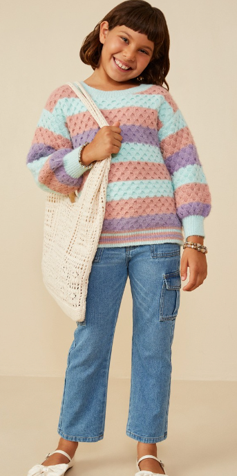 Girls Color Block Chunky Sweater