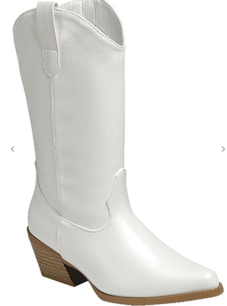 Girls White Western Boots
